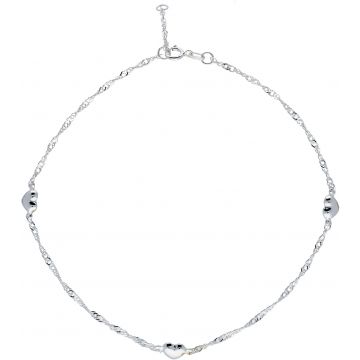 Silver Lining Enkelbandje Sing. Hartjes 1.7mm Zilver 105.0040.25