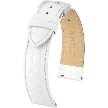 HIRSCH CROCOGRAIN L WHITE CALF Silver