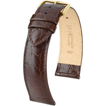 HIRSCH CROCOGRAIN M BROWN CALF Gold