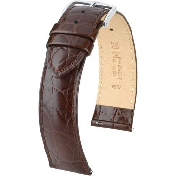HIRSCH CROCOGRAIN L BROWN CALF Silver