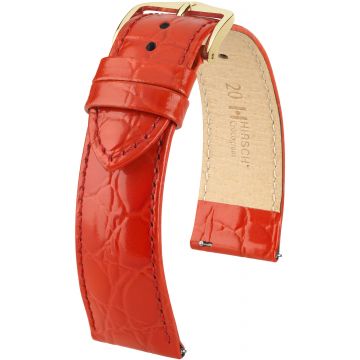 HIRSCH CROCOGRAIN M RED CALF Gold