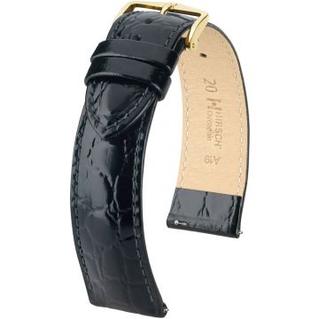 HIRSCH CROCOGRAIN M BLACK CALF Gold