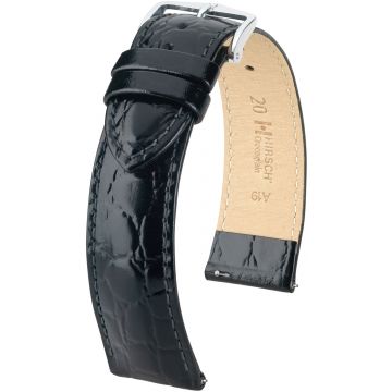 HIRSCH CROCOGRAIN L BLACK CALF Silver
