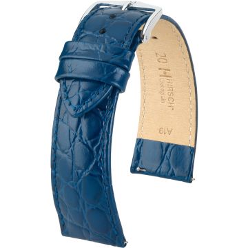 HIRSCH CROCOGRAIN M BLUE CALF Silver