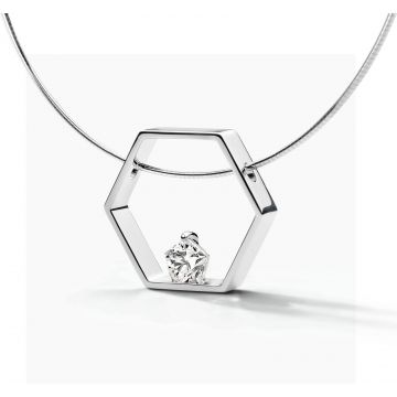 FJF JEWELLERY COLLIER PENTAGON SILVER / WHITE FJF0010003SWH