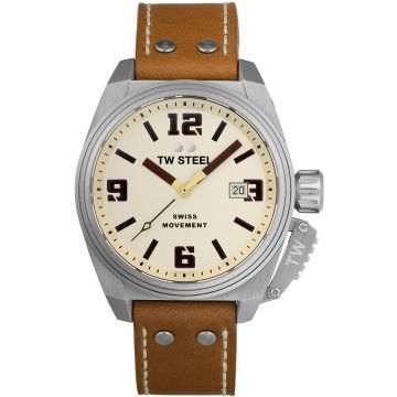 TW Steel TW1100 Canteen Swiss Movement Steel 3H Bruin Leer 42mm