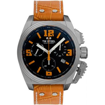 TW Steel TW1112 Canteen Swiss Movement Steel Chrono Oranje Leer 46mm