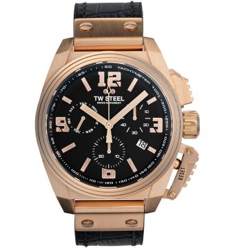 TW Steel TW1115 Canteen Swiss Movement Rosé Steel Chrono Bruin Leer 46mm