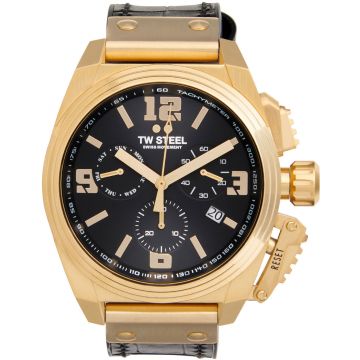 TW Steel TW1118 New Swiss Canteen YG Chrono Swiss made Zwart rubber leer 46mm