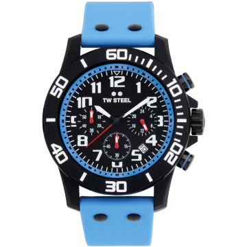 TW Steel TWCA4 Carbon Zwart Baby blauw 44mm