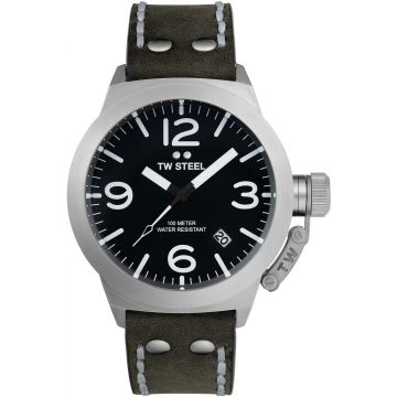 TW Steel TWCS101 Canteen Steel Grijs leer 45mm