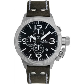 TW Steel TWCS105 Canteen Steel Chrono Grijs leer 45mm