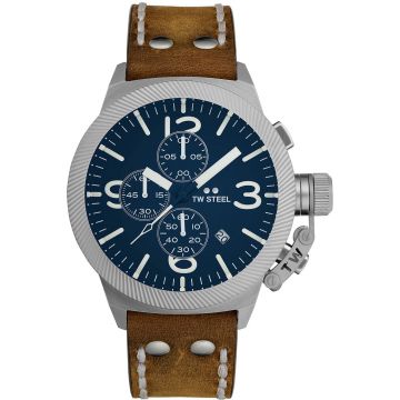 TW Steel TWCS106 Canteen Steel Chrono Bruin leer 45mm
