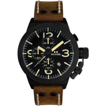 TW Steel TWCS107 Canteen Steel Chrono Bruin leer 45mm