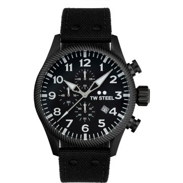 TW Steel TWVS113 Volante Steel Chrono Zwart Canvas 48mm