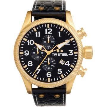 TW Steel TWVS115 New Volante YG Chrono Zwart leer 48mm